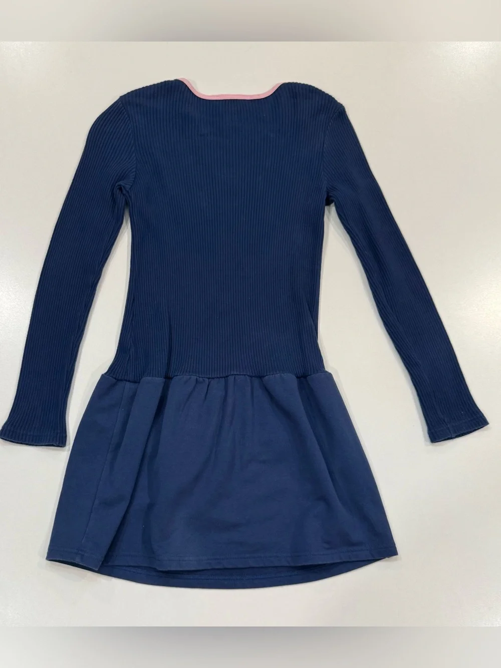 Lilly Pulitzer Girls Navy Blue Pink Trim Long Sleeve Dress